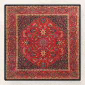 Rode Perzische Rug uit het Onderzetter van Mashhad Glazen Onderzetter (Voorkant)