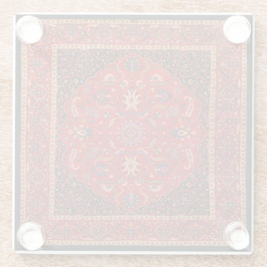 Rode Perzische Rug uit het Onderzetter van Mashhad Glazen Onderzetter (Achterkant)