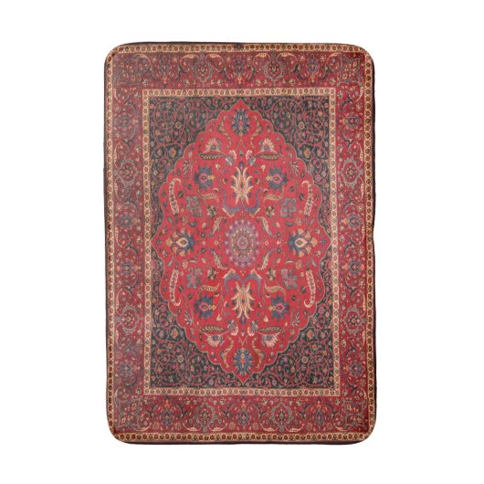 Rode Perzische Rug uit Mashhad Bath Mat (Voorkant Verticaal)