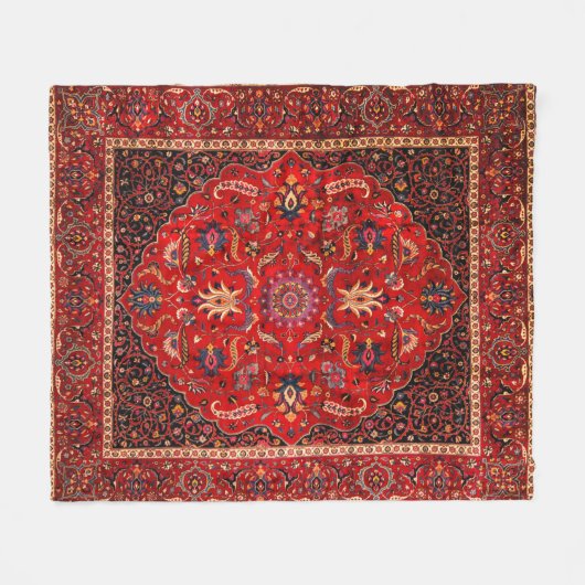 Rode Perzische Rug uit Mashhad Fleece Deken (Voorkant (Horizontaal))
