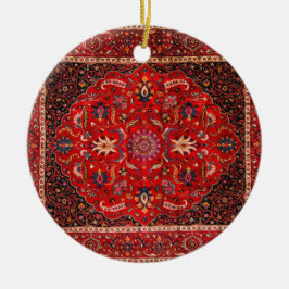 Rode Perzische Rug uit Mashhad Keramisch Ornament
