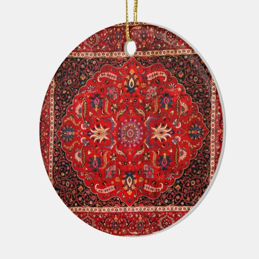 Rode Perzische Rug uit Mashhad Keramisch Ornament (Links)