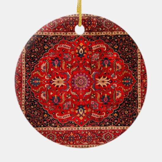 Rode Perzische Rug uit Mashhad Keramisch Ornament (Achterkant)