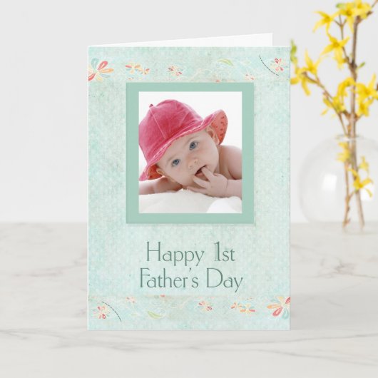 Rode Pet Baby's eerste Vaderdag Kaart (Gele Bloem)