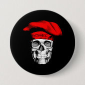Rode Pet Chef Skull Ronde Button 7,6 Cm (Voorkant)