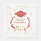 Rode Pet en Laurel Graduation Party Napkins Servet (Voorkant)
