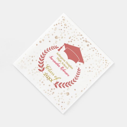 Rode Pet en Laurel Graduation Party Napkins Servet (Hoek)