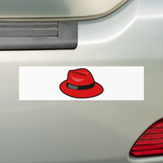Rode Pet Fedora Bumpersticker (Op auto)