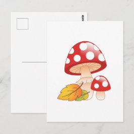 Rode Pet paddestoelen en bladeren Briefkaart
