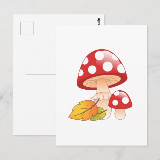Rode Pet paddestoelen en bladeren Briefkaart (Voorkant / Achterkant)