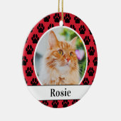Rode pet schildert Afdrukken Aangepaste Kat Naam F Keramisch Ornament (Rechts)