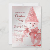 Rode Pet Sneeuwman Kerstfeest Uitnodiging (Achterkant)