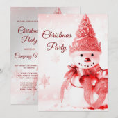 Rode Pet Sneeuwman Kerstfeest Uitnodiging (Voorkant / Achterkant)