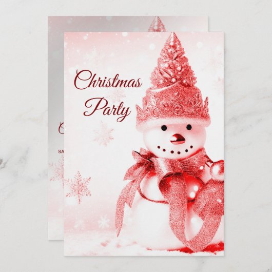 Rode Pet Sneeuwman Kerstfeest Uitnodiging (Voorkant / Achterkant)