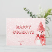 Rode Pet Sneeuwman Vakantie Kerstmis Kaart (Staand voorkant)