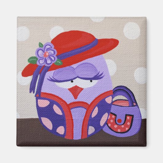 Rode Pet Uil Magnet (Voorkant)