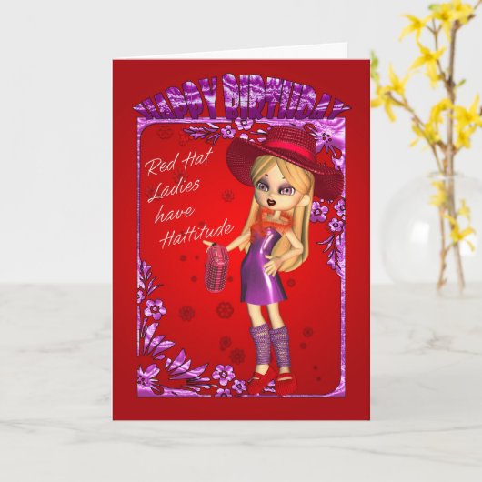 Rode Pet Verjaardag Kaart Hattitude (Gele Bloem)