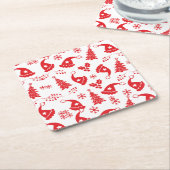 Rode Petten en Holly Kartonnen Onderzetters (Schuin)