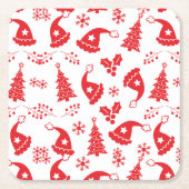 Rode Petten en Holly Kartonnen Onderzetters (Voorkant)