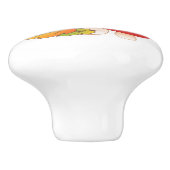 Rode Petten paddestoelen met bladeren Keramische Knop (Zijkant)