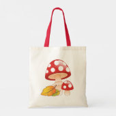 Rode Petten paddestoelen met bladeren Tote Bag (Achterkant)