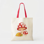 Rode Petten paddestoelen met bladeren Tote Bag (Voorkant)