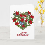 Rode petunia en vlinderverjaardag kaart (Gele Bloem)