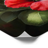 Rode Petunias Bloemen Art Print Poster (Hoek)