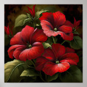 Rode Petunias Bloemen Art Print Poster (Voorkant)