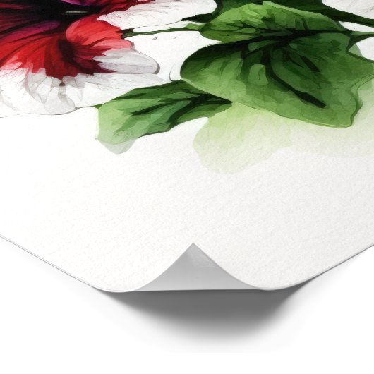 Rode Petunias Bloemen Art Print Poster (Hoek)