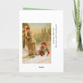 rode petvrouwen op een skireis feestdagen kaart (Achterkant)