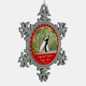 Rode Pewter Onze Eerste Kerstboomversiering Tin Sneeuwvlok Ornament (Links)