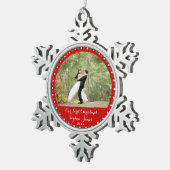 Rode Pewter Onze Eerste Kerstboomversiering Tin Sneeuwvlok Ornament (Rechts)