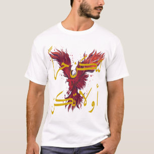 Rode Phoenix en Arabische woorden T-shirt