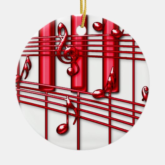 Rode Piano Toetsenbord Ornament (Voorkant)