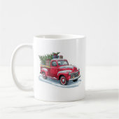 Rode pick-up en kerstboom koffiemok (Links)