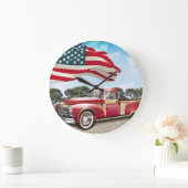 Rode pick-up truck: Amerikaanse vlag  Grote Klok (Huis)