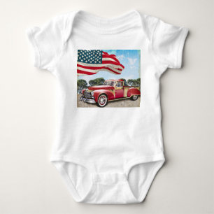 Rode pick-up truck: Amerikaanse vlag Romper