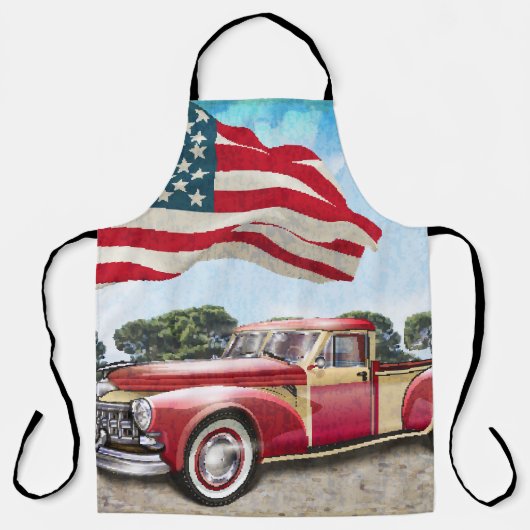 Rode pick-up truck: Amerikaanse vlag Schort (Voorkant)