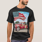 Rode pick-up truck: Amerikaanse vlag  T-shirt (Voorkant)
