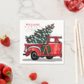  rode pick-up truck familienaam Monogram Servet (Insitu)