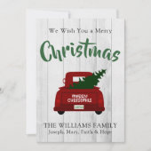 Rode  pick-up truck - gepersonaliseerd feestdagenkaart (Voorkant)