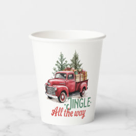  rode pick-up truck "Jingle all the way" Papieren Bekers
