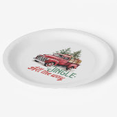 rode pick-up truck Jingle helemaal Papieren Bordje (Gekanteld)