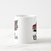 Rode pick-up truck kerstboom vintage kerst koffiemok (Center)