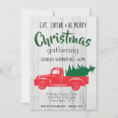  rode pick-up truck kerstuitnodiging bedankkaart (Voorkant)