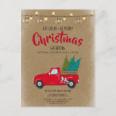 rode pick-up truck kerstuitnodiging feestdagenkaart (Voorkant)