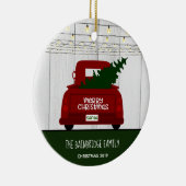  rode pick-up truck rustiek gepersonaliseerd keramisch ornament (Rechts)