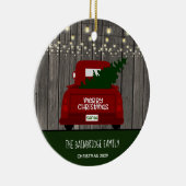  rode pick-up truck rustiek gepersonaliseerd keramisch ornament (Rechts)