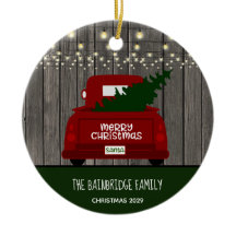  rode pick-up truck rustiek gepersonaliseerd